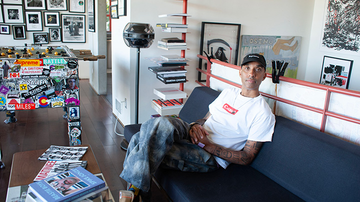 Atiba Jefferson at home in Los Angeles. 