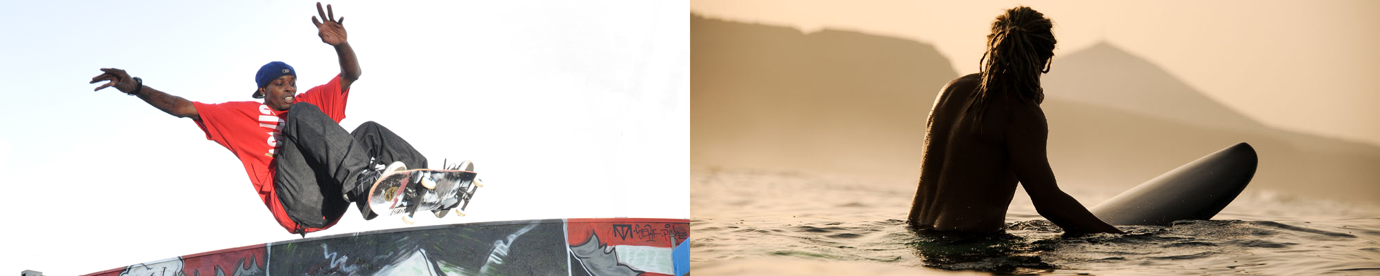 man skates and man surfs